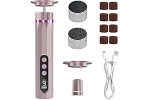 AMBESTY Elektryczny zestaw do usuwania zrogowaciałego naskórka 2 w 1, z możliwością ponownego ładowania, 9 prędkości, z pilnikami do stóp i polerką do paznokci, do popękanych pięt, zrogowaciałego naskórka