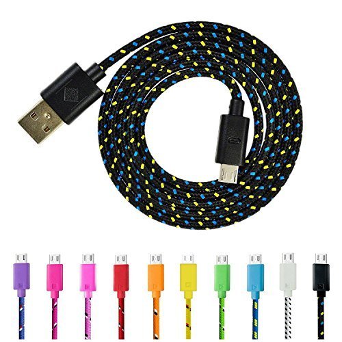 brosuper 2 m Micro USB Ladekabel Candy Farbe Woven Nylon USB Kabel für Android Smartphones Samsung Galaxy/Nexus/LG/Sony/HTC/Motorola, Kindle, PS4 Controller Datenkabel - 5