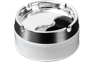 SUNAOMNI Posacenere In Acciaio Inossidabile Posacenere Metallico Elegante Portatile Con Coperchio Rotante Posacenere Cilindrico Portatile Bianco Con Coperchio Posacenere Alla Moda Posacenere Metallico