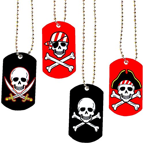 German Trendseller® - 4 x Piraten Tag´s ┃ Piraten Ketten + Anhänger ┃ Mitgebsel ┃ Piraten Party ┃Seeräuber┃Kindergeburtstag …