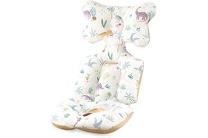SONARIN Épaissir Coussin de Siège pour Poussette,Coussin de Poussette Bébé Réversible Coussin Réducteur de Landau en Coton Universel pour Poussette Landau Siège Voiture Chaise Haute(Dinosaure)