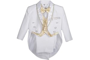 Lito Angels - Esmoquin Negro para Bebe niños pequeños, Conjunto de 5 Piezas Traje Formal para Boda, Ceremonia y ocasión Especial. (Chaqueta, Chaleco, Camisa, Pantalones, Pajarita)