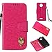 Produktbild MOTO C PLUS Hülle,Alfort MOTO C PLUS Schutzhülle, Simulations Retro Ledertasche Flip Lederhülle PU Leder Tasche Cover Wallet Case für MOTO C PLUS Smartphone (Rose rot)