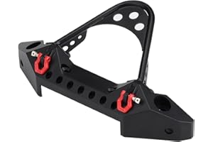 DILWE RC Crawler Car Front Bumper, RC Car Metal Bumper With 2 LED Lights for Traxxas TRX-4 1/10 Scale RC Cars Accessory(Black)