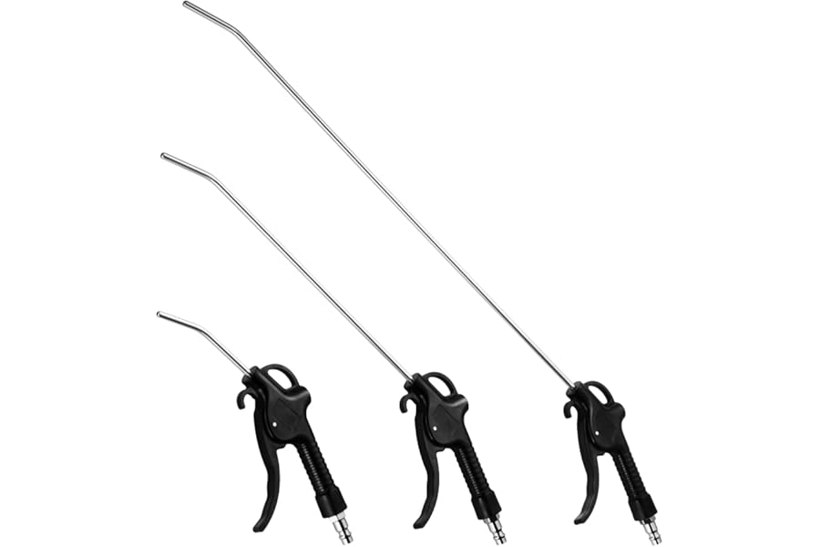 Fippy 3PCS Air Blow Gun with Long Air Blow Nozzle for Precision Machinery, Workshop, Instrument Dust Cleaning (Black)