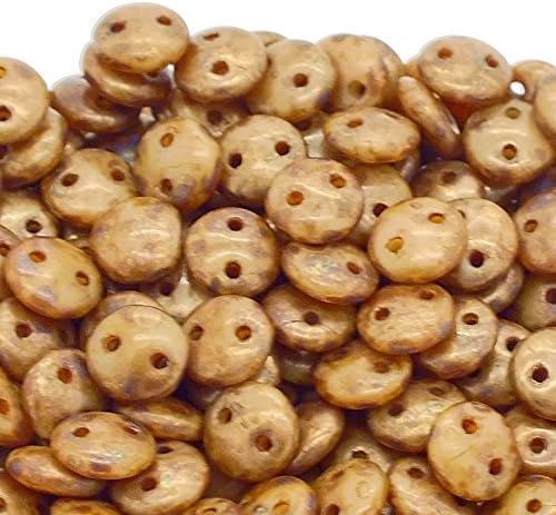 CzechMates Lentil Beads 6mm - Beige Copper Picasso - 50pk