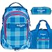 Produktbild 3 Teile Set ELEPHANT Schulrucksack HERO SIGNATURE Rucksack + Sporttasche + Mäppchen (Plaid Aqua (12609 Türkis Magenta)