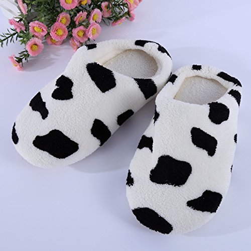 Kasit Unisex Weiche Winter Warm Anti-Rutsch-Hausschuhe Baumwolle Sandale Haus Startseite Anti-Rutsch-Schuhe – Schwarz Kuh XL - 6