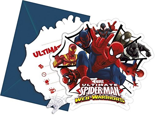 Procos 10108574B – Kinderpartyset – Ultimate Spiderman – Web Warriors, Größe XL, 72-teilig - 8