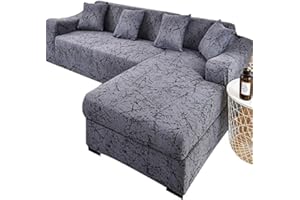 JLKC Housses de Canapé D Angle Couverture Canape En Forme L Couvre Gris/beige/bleu Housse Extensibles Avec Méridienne Gauche/Droite Protection Chat Chien, 145-185cm
