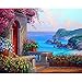 Produktbild guangtian Malen Nach Zahlen Kits für Erwachsene Anfänger Kinder, 40 * 50 cm Creative DIY digitales Ölgemälde Leinwand Home Haus Dekor-Mediterranes Blumenhaus(Ohne Rahmen)