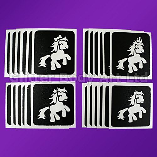 Glitter Tattoo Stencil Pack of 24 x Pony/Sparkles temporary tattoos