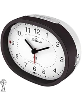Atlanta 1851/4 Funk-Wecker schwarz mit Zifferblattbeleuchtung und Weckwiederholung Snooze