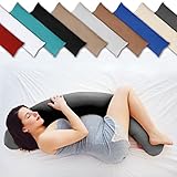 Schwangerschaftskissen Seitenschläferkissen Kissenbezug Füllkissen, erholend anschmiegsam in vielen verschiedenen Farben erhältlich (ca. 40×120 cm / anthrazit – dunkelgrau) - 2