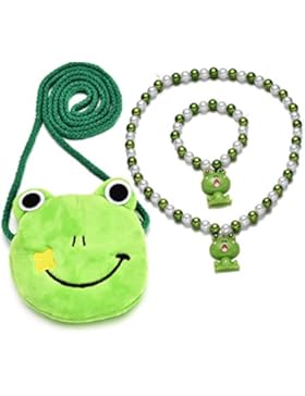 Kleine Mädchen Plüsch Cartoon Tasche Halskette Ohrringe Haargummis Haarspangen Schmuck Set