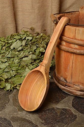 Wooden spoon for a bath and sauna large with long handle handmade scoop