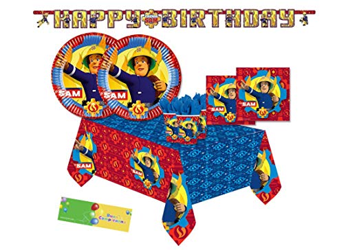 Fireman IRPot - Kit N 13 Coordinato Compleanno Sam Il Pompiere con Ghirlanda Party ADDOBBI