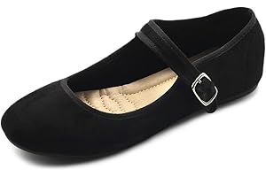 Ollio Women's Shoes Faux Suede Casual Mary Jane Light Ballet Flats