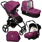 Casualplay Match 3 Loop Black + Baby 0 + Casualplay Cot Color Plum