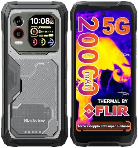 Blackview Xplore 1 Pro 5G Smartphone Rugged Termografia, 20000mAh/55W, 48(16+32)GB+512GB/2TB TF, Dimensity 7050 Android 15 Telefono Indistruttibile, 6.78" 120Hz 2.4K, 64MP+50MP, IP68/IP69K/OTG/NFC/GPS