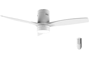 Cecotec Ventilador de Techo con Luz LED Energysilence Aero 5600 Classic White. 40W, Motor DC, Diámetro 132cm, 3 Aspas, LED 18W, Temporizador, 6 Velocidades, Mando a Distancia, Función Verano/Invierno