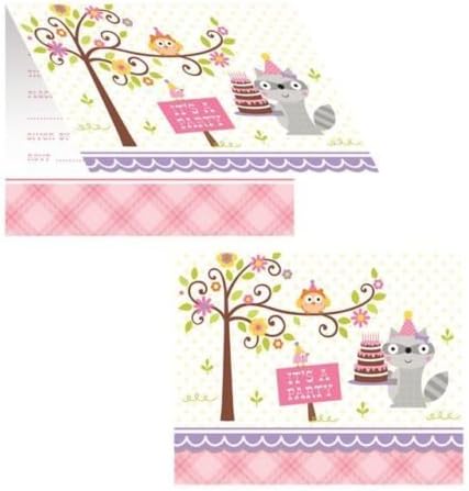 Happi Woodland Girl Party Invitations &amp; Envelopes x 8