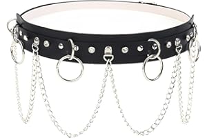 Daimay Punk Leather Waist Chain Belt PU Waistband O-ring Gothic Faux Leather Belts Rave Belt Nightclub Body Chains Leather Layered Body Chain Dance Party Body Accessories for Women and Girls