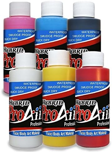 ProAiir Waterproof Hybrid Face and Body Art Paint Sets - Standard 6 Basic Colors, 1oz (30ml) Bottles