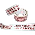 DCGPAC Do Not Accept If Seal is Broken Printed White Packing Cello Tape for Secure Packaging & Shipping Tapes (2in x 65 m) Pack of Pcs (12)