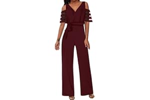 MJGkhiy Tuta Jumpsuit Donna Sexy Pizzo Tinta Unita Playsuit Cocktail Overall Monopezzi Tutine Gambe Grandi Overall Jumpsuit Salopette Romper Baggy Tuta Eleganti Cotone Lino Pagliaccetti
