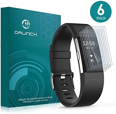 Fitbit Charge 2 Screen Protector (6-Pack),Dalinch Wet Applied Full Coverage Screen Protector for Fitbit Charge 2 HD Clear Anti-Bubble Film