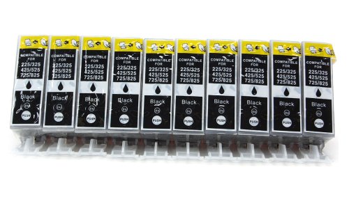 10x PGI-525 schwarz Tintenpatronen mit Chip kompatibel zu Canon für Canon IP4950 IP4850 MG5340 MG5250 MG5350 MG6250 MG8120 MG8240 MG6150 MG8250 MG5150 MG6120 MG5200 MG8150 MX885 MX715 MX884 MX895 IX6550