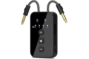 iDIGMALL Airplane Bluetooth 5.4 Transmitter for 2 AirPods or Headphones, aptX Adaptive & Low Latency Wireless Audio Adapter, 3.5mm AUX Jack Bluetooth Transmitter for TV Flight Travel Planes Gym, 24H