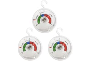 VQEOEOT Doppelpack Kühlschrankthermometer Zifferblatt Kühlschrank Thermometer, 3 Stück Analoges Kühlthermometer, klein, handlich, Analoges Thermometer zum Aufhängen im Kühlschrank