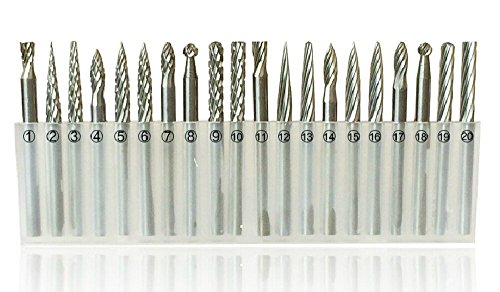 'SHINA 20 x 1/8 Set Erdbeeren aus Wolframkarbid CED 3 mm für CNC Werkzeug DIY, Tranchiermesser, Gravur, Bohren von Tischlerarbeiten Dremel