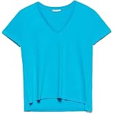 DILVIN Kadın V Yaka Basic T-shirt Kısa Kollu Pamuklu G&uuml;nl&uuml;k Yazlık Tiş&ouml;rt