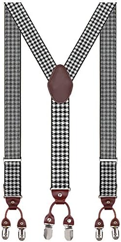 Men Braces 35mm Standard Adjustable and Elastic Suspenders Y Shape with 6 Strong Clips More Color in Choice Black&amp;White