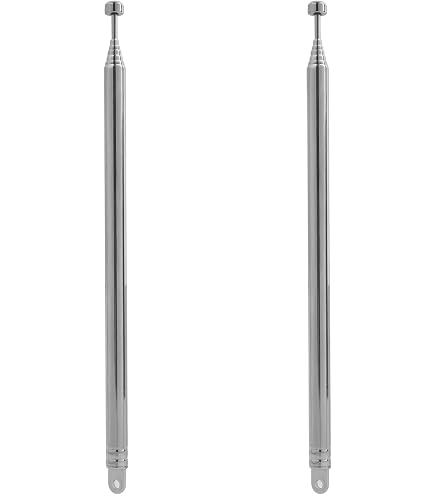 2 Antennes Télescopiques 100cm BNC - Pour Radio FM/DAB, TV, Stereo - Cuivre - 7 Sections