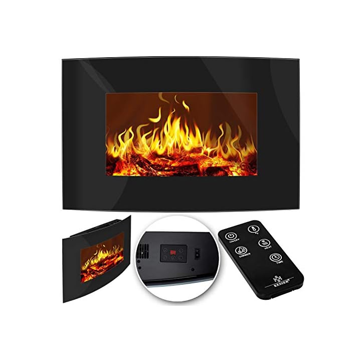 KESSER® Elektrokamin mit Heizung, Kaminofen Wandkamin, Fernbedienung