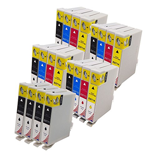 Toner Kingdom 20er Pack (4 Set + 4 Schwarz) Tintenpatronen kompatibel zu Epson T0711 T0712 T0713 T0714 T0715, für Epson Stylus SX218 SX515W SX400 SX200 SX600FW SX610FW BX3450F D78 D92 D120 DX4000 DX4050 DX4400 DX4450 DX5000 DX5050 DX6000 DX6050 DX7000F DX7400 DX7450 DX8400 DX8450 DX9400F S20 S21 SX100 SX110 SX105 SX115 SX205 SX209 SX210 SX215 SX405 SX405WiFi SX410 SX415 SX510W BX600FW B40W BX300F BX310FN