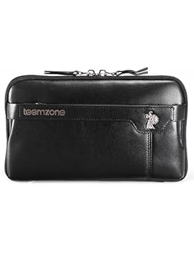 Teemzone Clutch Herren Handgelenktasche im Alten Stil Leder 23,5x13,5x4,5cm (Braun)