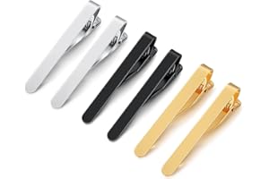 FIBOUND 6 StüCk Krawattennadeln FüR Herren Set (Gold/Silber/Schwarz), Metall Krawattenklammern, Herren Krawattennadel Set, DüNne Krawattenklammer FüR Valentinstag Weihnachten Hochzeit Alltag