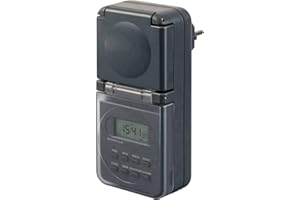 Brennenstuhl Temporizador Digital semanal IP44 / Enchufe programable Digital (para Uso en Exteriores, Enchufe con protección de Contacto) Antracita