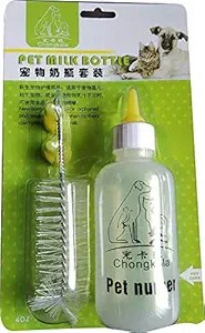 RvPaws 120 ML 40Z Puppy Nursing Bottle Kit, Dog Cat Puppy Milk Feeding Bottle with 2 Replacement Nipples Milk Feeder Nursing Care Set and 1 PCS Nipple Brush