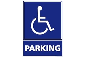 Panneau Parking Handicapé PMR. Signalisation Handicap Stationnement PMR. Sticker Parking PMR, panneau PVC ou alu - 75 x 105 mm - Adhésif - Adhésif -