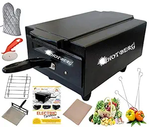 Hot Berg Big 2000W Electric tandoor with Pizza Cutter,Recipe Book,Grill & Skewers, Safety Glove,Aluminium Trey + 1Year Warranty for Heating Element