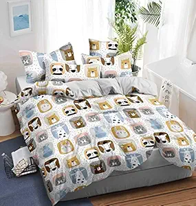 Furnistitchs Cartoon Print Bedsheets for Kids Queen Size 90 