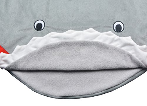 Sinland Shark Decken Mermaid Tail Blanket and Shark Sleeping Bag Grau & Blau - 2