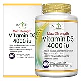 Vitamin D 4000iu | 400 Premium Vitamin D3 Easy-swallow Micro Tablets | One A Day High Strength Cholecalciferol Vit D3 | Vegetarian Supplement | Made In The Uk By Incite Nutrition®