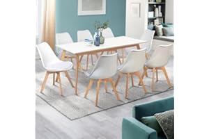 IDMarket – Mesa escandinava extensible rectangular Inga 6-8 personas, 160-200 cm, color blanco